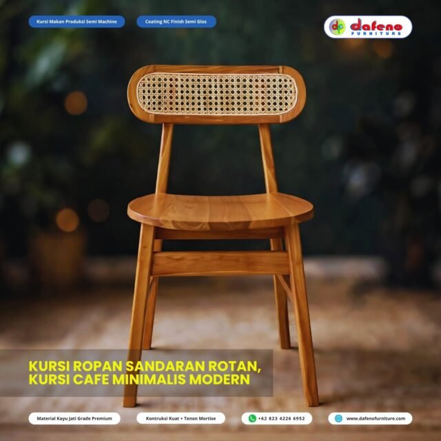 Teak & Natural Rattan Dining Collection | Modern Rattan Dining Chairs & Table Sets - Jepara

Modern Teak Wood & Natural Rattan Dining Collection - Authentic Handcrafted Furniture from Jepara by DAFENO FURNITURE ✨

Minimalist, Modern, Japandi & Bohemian design - Perfect for Homes, Cafes, Restaurants, Villas, and Homestays.

COLLECTION IN THIS ALBUM:
🪑 Single Chair - Ropan Dining Chair / Minimalist Rattan Cafe Chair
🍽️ 4 Chairs Dining Set - Table Top 80x80 cm, Round D80 cm, and 120x80 cm
🍽️ 6 Chairs Dining Set - Table Top 160x80 cm & 200x100 cm
🍽️ 8-10 Chairs Dining Set - Jumbo Table Top 250x100 cm

PREMIUM SPECIFICATIONS:
✅ Material: Premium Grade Teak Wood (Termite Resistant & Long Lasting)
✅ Backrest: Genuine Natural Rattan Wicker, Tight Weave
✅ Finish: NC Semi-Gloss Natural - Elegant Wood Grain Visible
✅ Construction: Strong Tenon Mortise + Knock Down System (Sturdy & Easy Shipping)
✅ 100% Handmade by Jepara Craftsmen - Export Quality

Custom size, color, and finishing available. We serve Retail, Wholesale & Project Orders Worldwide.

📲 For Orders & Free Consultation:
WhatsApp: +62 823 4226 6952
Website: www.dafenofurniture.com
Workshop: Jepara, Central Java, Indonesia - Worldwide Shipping

Please Save & Share this album. Feel free to ask for price in the comments or inbox!

#TeakRattanChair #RattanDiningChair #TeakDiningSet #JeparaFurniture #RattanDiningSet #WickerDiningChair #JapandiFurniture #DafenoFurniture #CafeChair #BohoFurniture