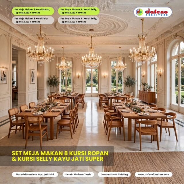 Grand hall goals ✨
4x Dining Set 8 Chairs | 250x100 cm
Ropan & Selly Chairs - Super Teak

For luxury hotels & villas. Custom available!
Link in bio 👇
#LuxuryDining #SuperTeak #HotelFurniture