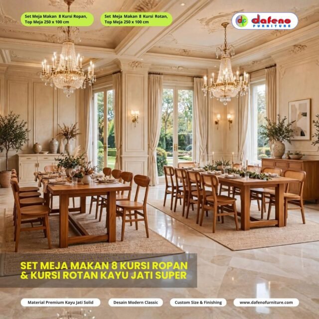 The Selly & Ropan Combo 😍
8 Chairs Dining Set | 250x100 cm | Super Teak

Which one is your favorite? Left or Right?
#RattanChair #TeakDiningSet #JapandiStyle #DafenoFurniture