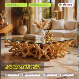 Teak Root Coffee Table 120 x 120 x 45 cm - Large Square Coffee Table