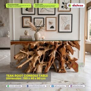 Teak Root Console Table 150 x 40 x 80 cm - Compact Entryway Console