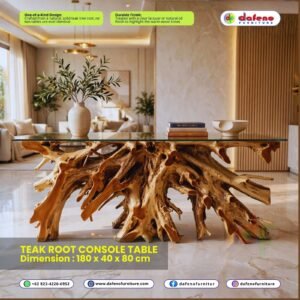 Teak Root Console Table 180 x 40 x 80 cm - Modern Entryway Table
